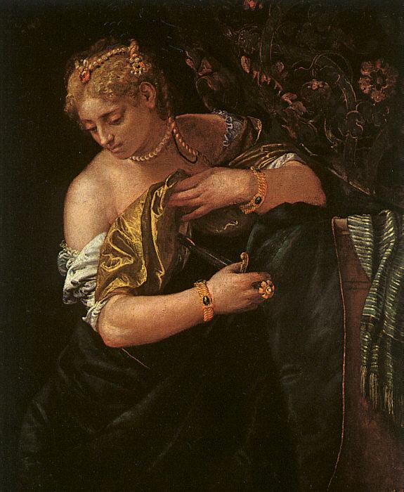  Paolo  Veronese Lucretia Stabbing Herself oil painting image